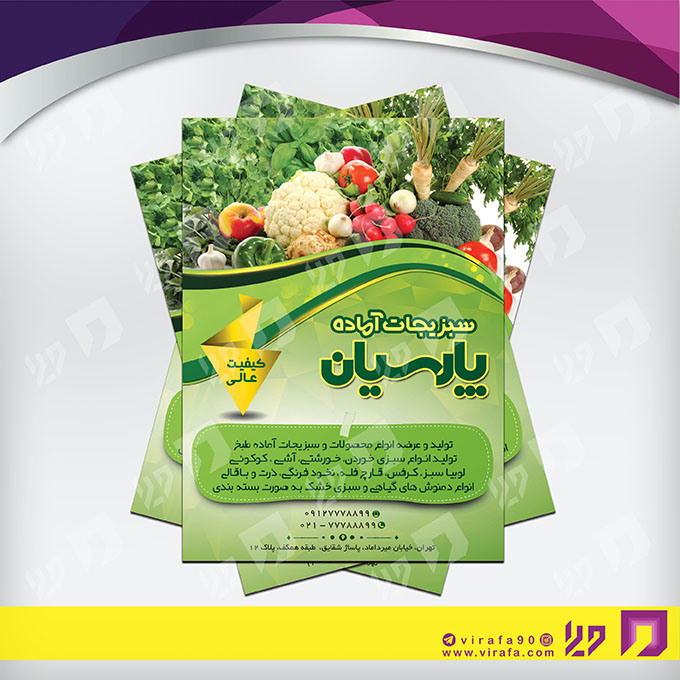 تراکت رنگی مواد غذایی سبزیجات آماده کد 021704003